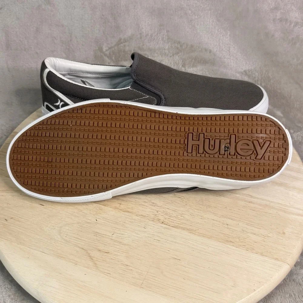 Hurley Arlo Slip Mens Shoes Sz. 12 Charcoal Grey Canvas Slip On Sneakers 1566106